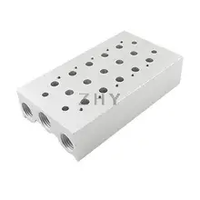 Пневматический Серебряный тон 5 строк сплав Соленоидный клапан основание