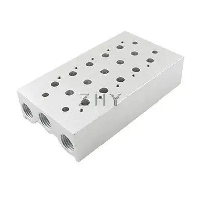 

Pneumatic Silver Tone 5 Rows Alloy Solenoid Valve Base