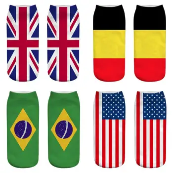 

America Brazil Canada Flag 3D Print Socks Women Man High Quality Cotton Short Happy Funny Sock Slippers Unisex Socks