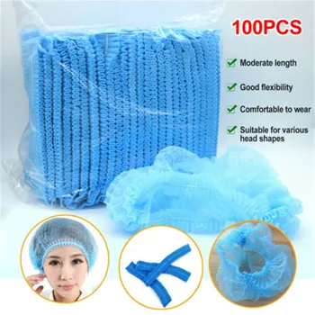 

100Pcs Dustproof Hair Nets Disposable Non-woven Hair Caps Sterile Security Protection Hat Workplace Safety Supplies Hair Nets
