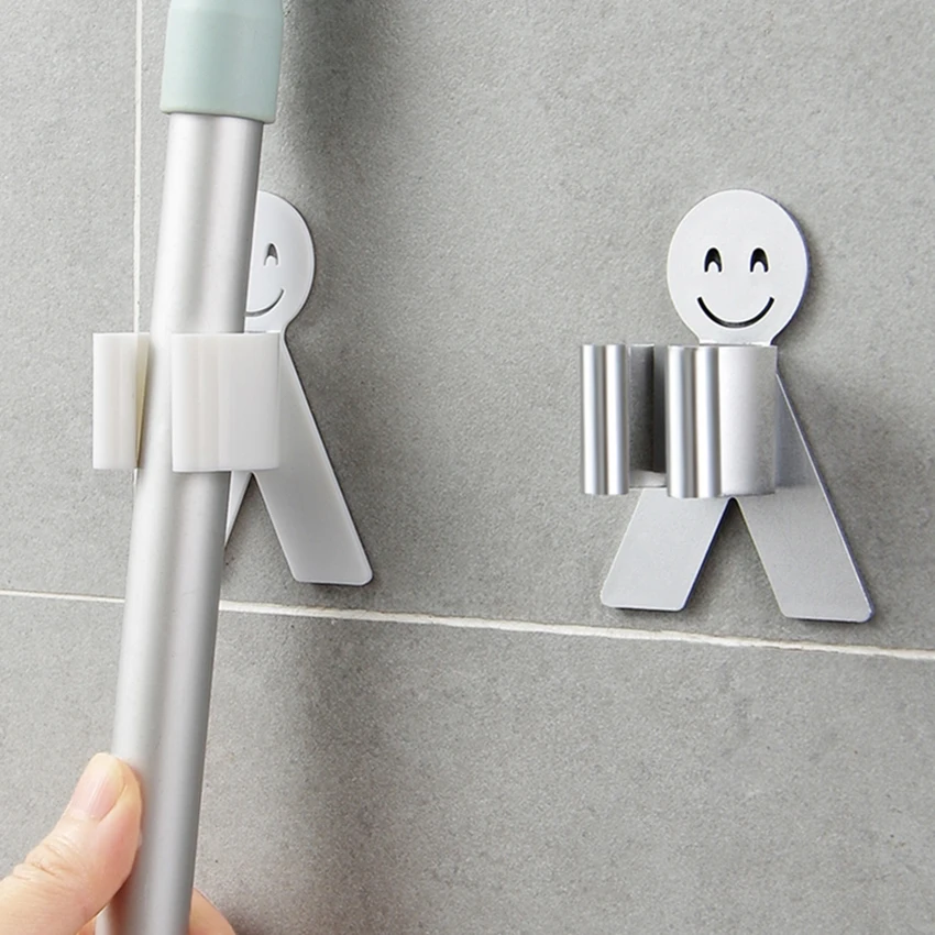 Smiling Broom держатель для швабры самоклеящийся монтируемый крюк хранения ABS
