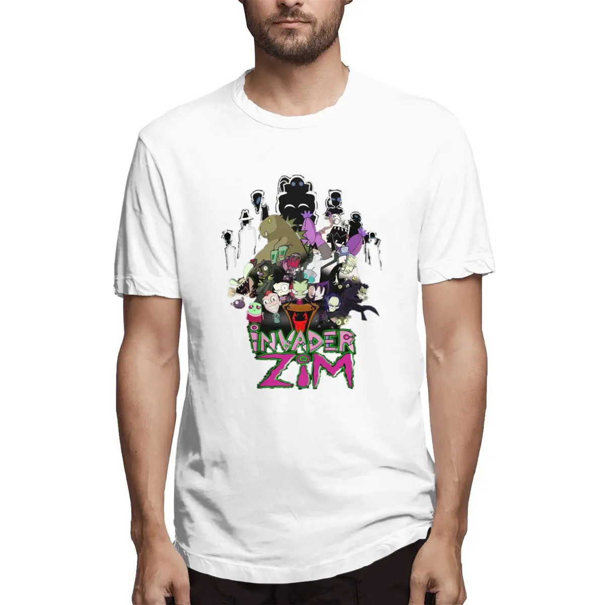 

Off white T shirt Invader Zim TV Men's Short Sleeve T-shirt tags1 tshirt Rrinted 100 Percent Cotton