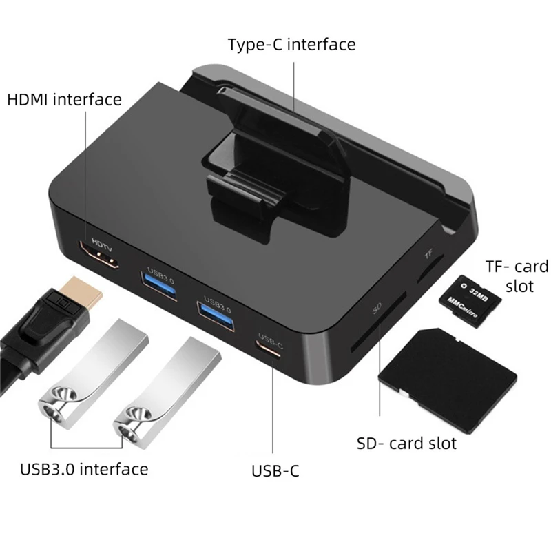 USB Switcher USB 3.1 Type-C USB-C Dock Station For HDMI 2 2XUSB 3.0 Card Reader Adapter PD Card reader multiport converter#E