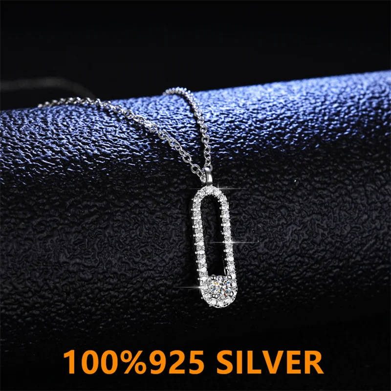 

1 Carat Real Moissanite Pendant Necklace For Women Top Quality 100% 925 Sterling Silver Wedding Party Pin Fine Jewelry