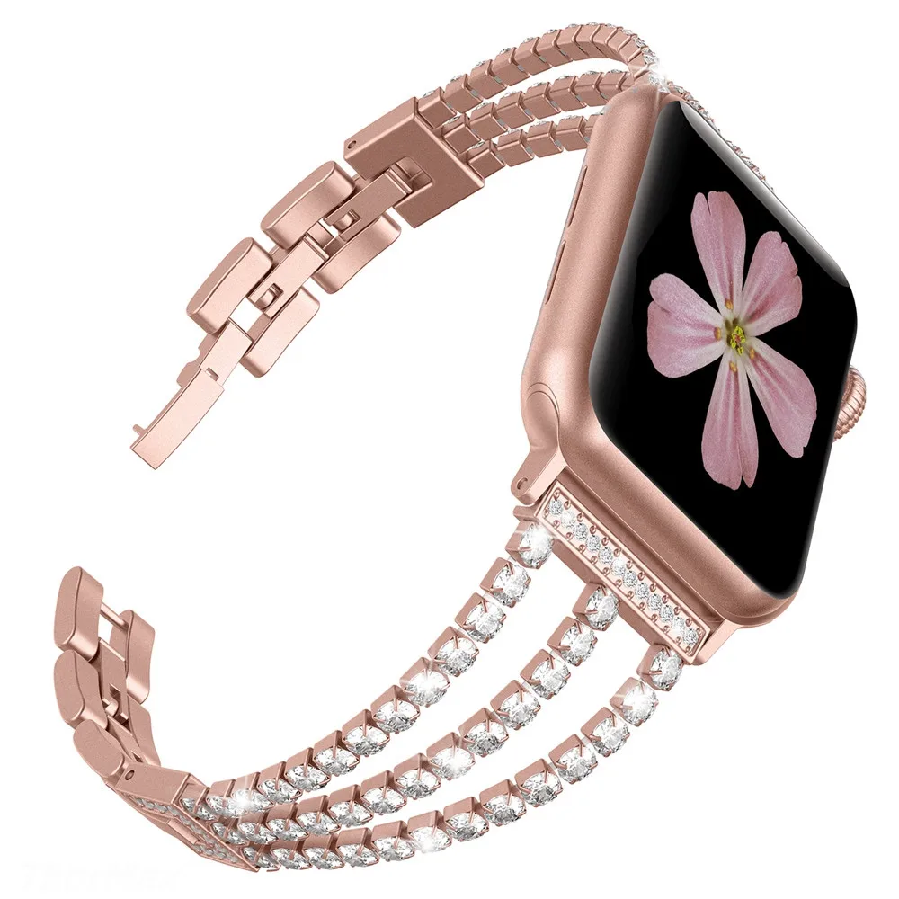 Ремешок сменный для Apple Watch Band 38 мм 40 из нержавеющей стали цвета розового золота 3/2