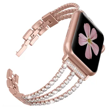 

for Apple Watch Bands 38mm 40mm Women Bracelet Replacement for iWatch Band Diamond Watch Band Series 4/3/2 rose gold Stainless