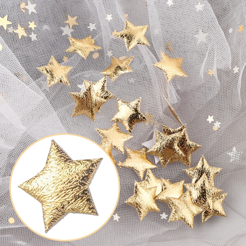 100PCS Gold/Silver Foam Fabric Stars Embellishments Ornaments Jewelry Material  Party Decoration Scrapbooking DIY Accessory Tool