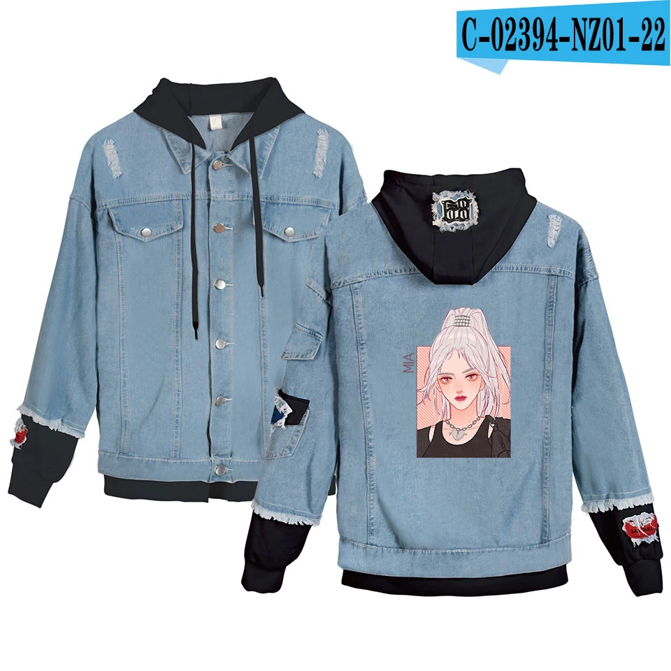 Harajuku Everglow Kpop 2D печатная Повседневная джинсовая куртка мода новые женские/мужские весенние и осенние повседневные узкие джинсы куртка - Цвет: As shown