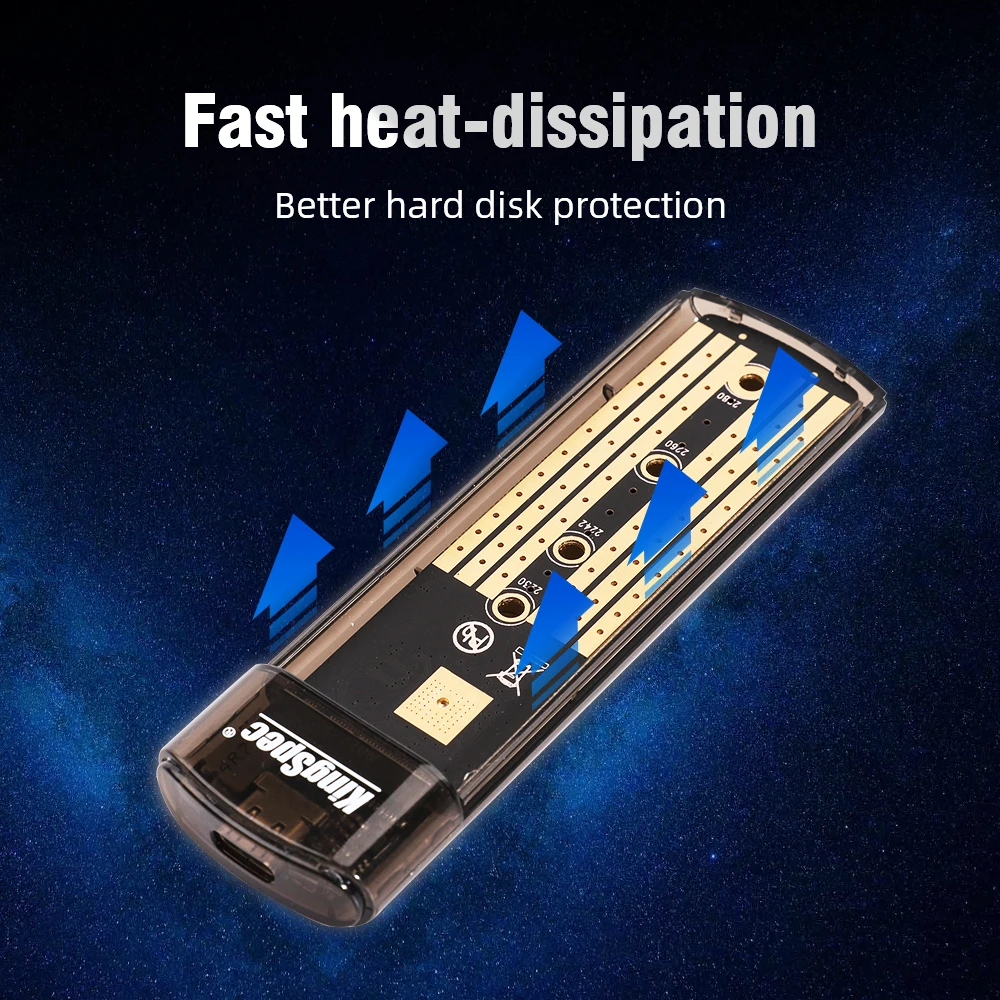 Чехол KingSpec M.2 SSD корпус NVMe для жесткого диска к USB Type c внешний NVME PCIe M key ssd m.2