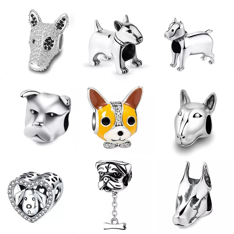 Dog Animal Footprint Beads 925 Sterling Silver Loyal Partners French Bulldog Doggy Charm Fit Bracelet for Women Diy Fine Jewelry engagement rings