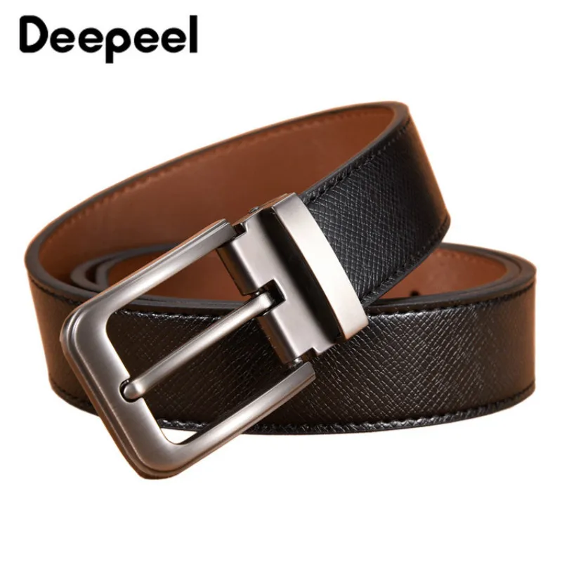Deepeel/1 шт., 3,3 см* 105-125 см, Harajuku, деловой мужской ремень, второй слой, Воловья кожа, сплав, пряжка, ремень, джинсы, аксессуары для подарка
