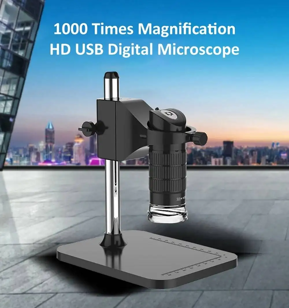 

1000X 2MP Handheld USB Digital Microscope Electronic Adjustable 8 LED Magnifier Camera with Stand