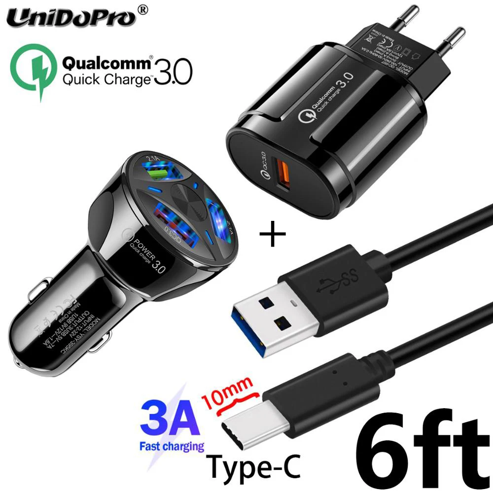 QC 3,0 быстрое автомобильное зарядное устройство ЕС AC+ 10 мм длинный наконечник типа C кабель Для Doogee S90C N100 S95 Pro/S90 Pro/S90/S80 Lite/S70 BL9000 - Тип штекера: EU Car w 6ft Cable