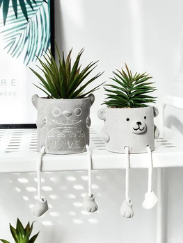 

Nordic Shelf Decorations Wall Ornaments Hanging Feet Doll Potted Ins Creative Simulation Plant with Pot Fairy Garden Miniatures