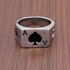 Punk Lucky Spade A Playing Card Ring 316L Stainless Steel Man's Fashion Letter A Rings Jewelry 1