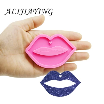 

Shiny keychain Lips mouth shape key ring decoration silicone mold for DIY epoxy resin DY0170