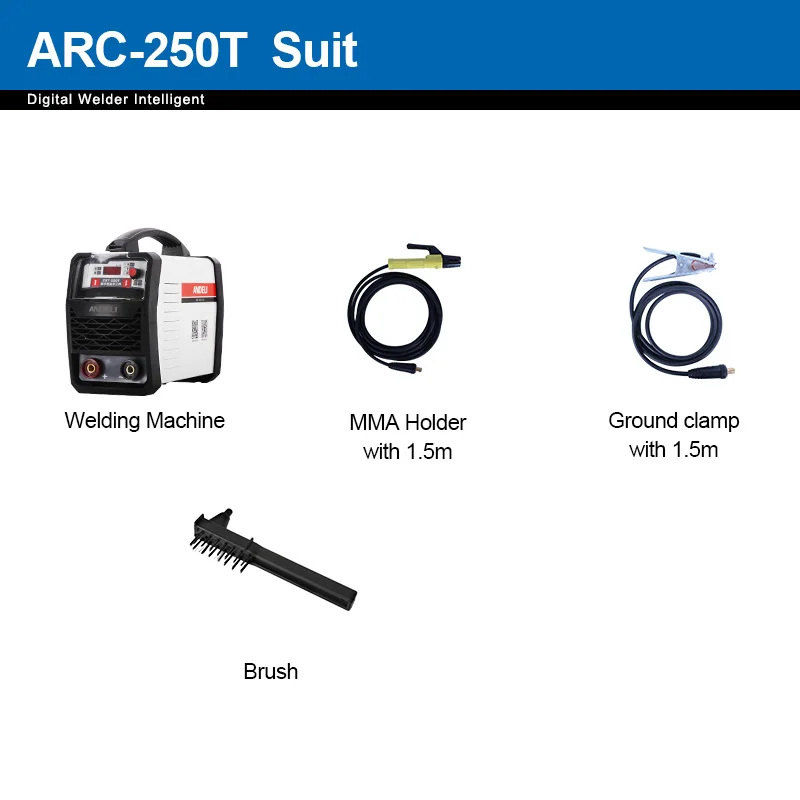 ANDELI ARC-250T 250A IGBT инвертор DC дуговой сварочный аппарат MMA сварочный аппарат для сварки работы и электрической работы с аксессуарами - Цвет: suit