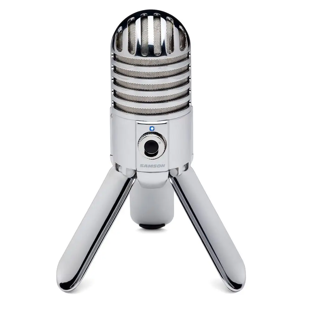 SAMSON Meteor Mic Studio Настольный конденсаторный микрофон с откидывающимися ногами дизайн с USB кабелем сумка для переноски, для компьютера - Цвет: silver