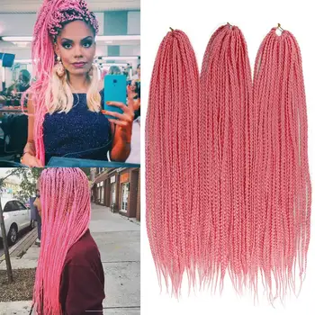 

Ombre monochrome Braiding Hair Senegalese Twist Crochet Hair 24 Inches Extensions Synthetic Crochet Braids Pink Colors