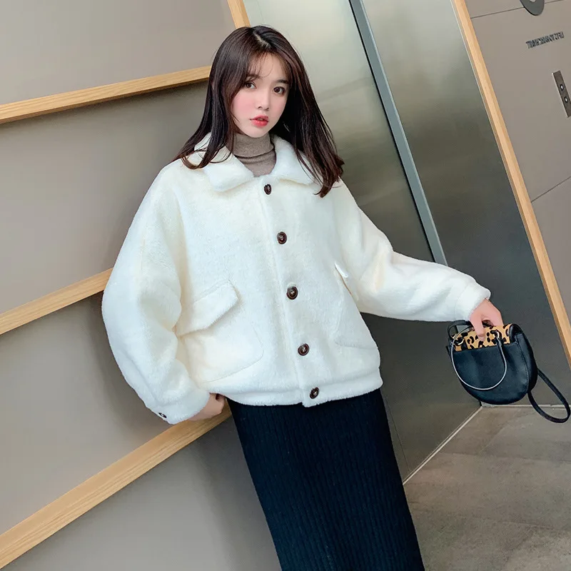 

Mink Cashmere Coat Women's Spring And Autumn 2019 Autumn And Winter New Style Korean-style Versatile Short Loose-Fit Imitation M