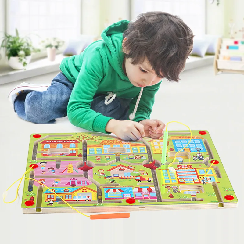 

Magnetic Maze Toy Children Baby Educational GIRL'S Boy Intelligence Development Magnetic Maze Pen Wielding Roll-on Toy
