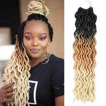 

18Inch Goddess Faux Locs Soft Crochet Hair Synthetic Hair Pre Loop Ombre Braiding Handmade 18Strands/p Alibaby