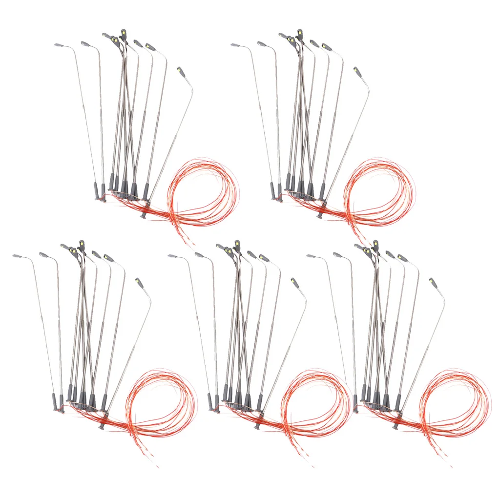 50pcs Pre-Wired Model Lighting Lamp Street Lights for Highway Railway Buildings Scenery HO OO Scale Diorama or Layouts