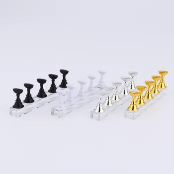 

4 Sets/20pcs Nail Checkerboard Plastic Bracket Display Stand Practice Nail Support Base Nail Holder Practice Rack for Shop (Silv