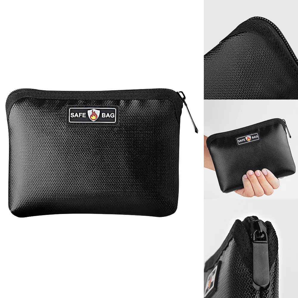 Bolsas de documentos impermeables con aislamiento térmico de silicona líquida, bolsas de seguridad resistentes al fuego y al agua, con cremallera para dinero en efectivo