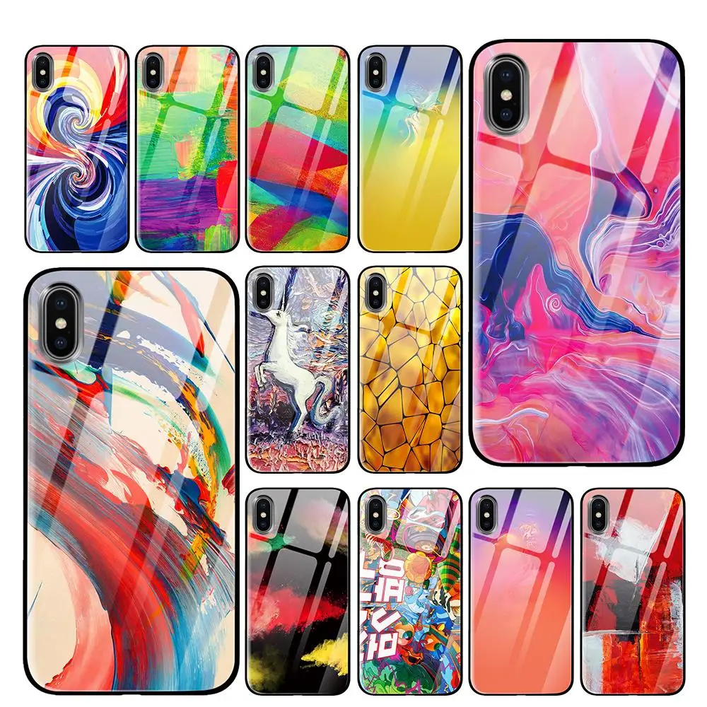 Классические роскошные чехлы из закаленного стекла с Цветной росписью для samsung