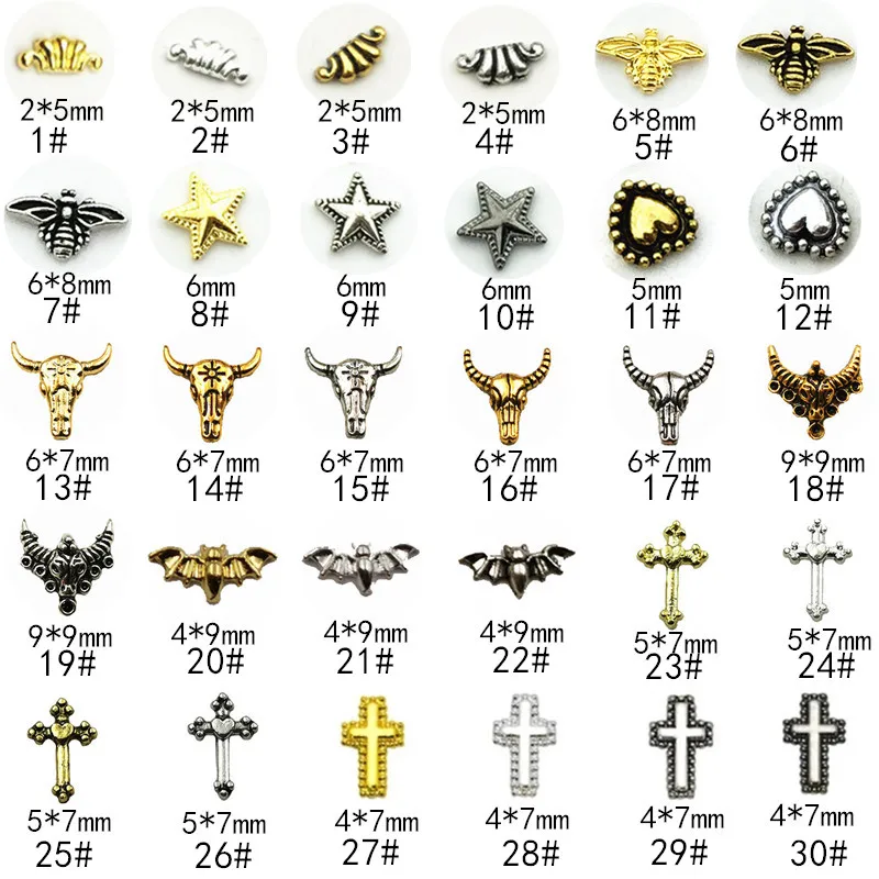 50 шт./упак. винтажные серии 1 сплава Nail Art части наклейки звезда Би крупного