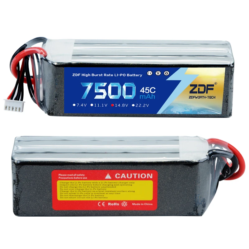 ZDF Bateria AKKU 4S 14,8 V 7500mah 45C LiPo батарея Tplug/XT60/EC5/TRX для RC вертолет самолет автомобиль Лодка