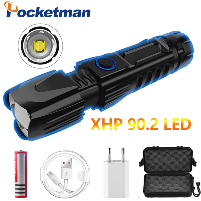Most Powerful Flashlight XHP90 XLamp Tactical waterproof Torch Smart