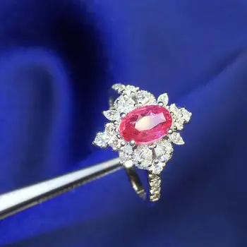 

Sapphire Ring 1.01ct Real Pure 18 K Whtie Gold Natural Pink Sapphire Padparadscha Gemstones 18 k Gold Diamonds Stone Female Ring