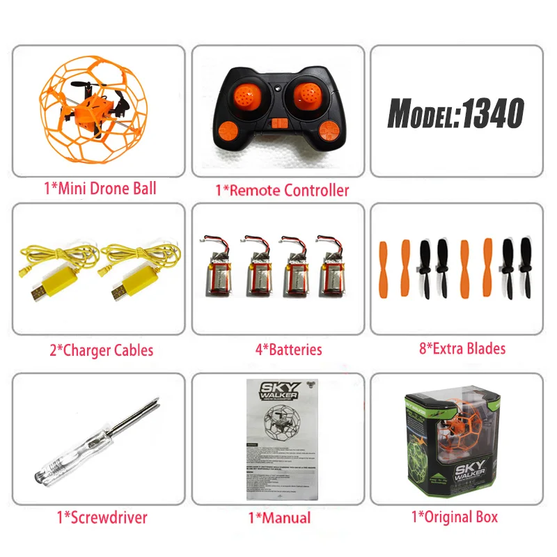 Orange O4 Мини-Дрон 2,4 ГГц Rc Квадрокоптер с режимом headless игрушки шаровидным RC дроны защитная оболочка 3D флип RC мяч вертолет Защитная крышка - Цвет: Orange O4
