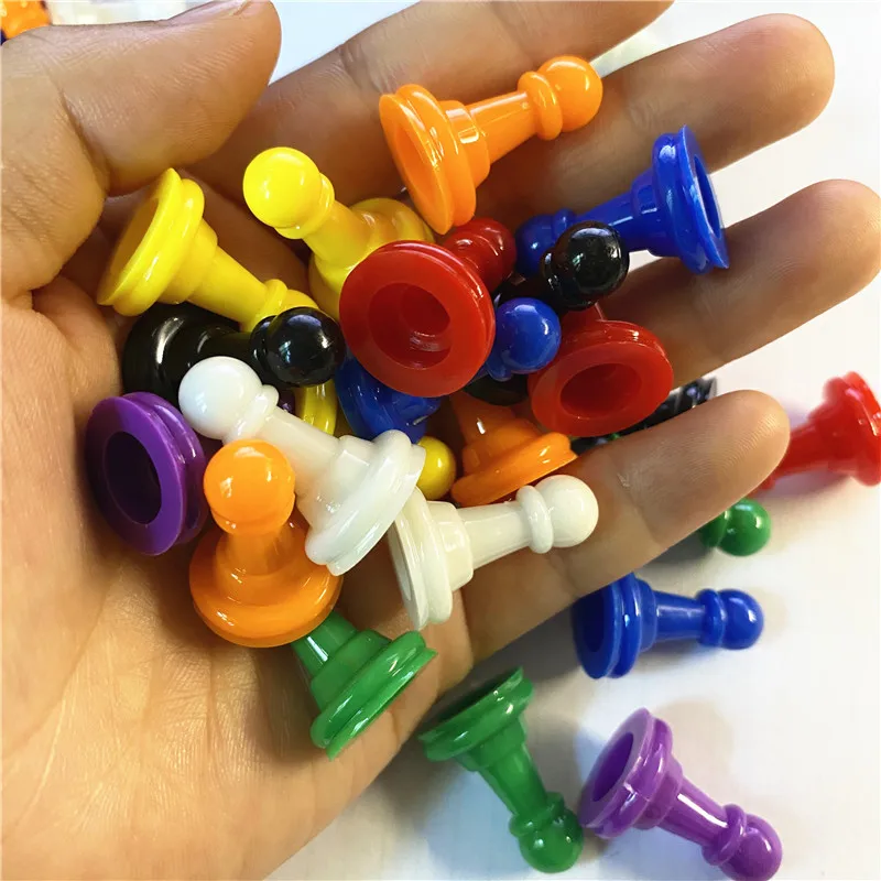 32 Pieces Plastic Pawn Chess Pieces for Board Games Supplement Pack Component Tabletop Markers Arts and Crafts 8 Colors board game table games chess pieces and board chess pieces game replacement pieces