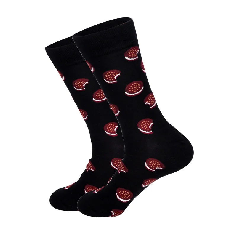 Downstairs Food Men's Socks Pizza Cake Autumn New Arrived Cotton Hip Hop Streetwear Dress Happy Socks Sloth Kaos Kaki - Цвет: Pattern C