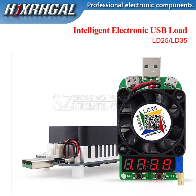 

LD25 LD35 USB Interface Electronic Load resistor Discharge battery test LED display fan adjustable current voltage 25w Module