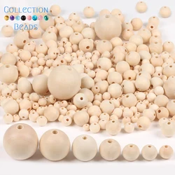 4-50mm 1-1000pcs Natural Wood Beads Round Spacer Wooden Pearl Lead-Free Balls Charms DIY For Jewelry Making Handmade Accessories