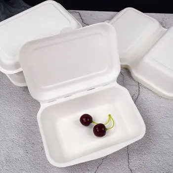 

50Pcs/bag 450ML Eco-friendly Disposable Lunch Box Takeout Food Containers Degradable Leftovers Lunchbox