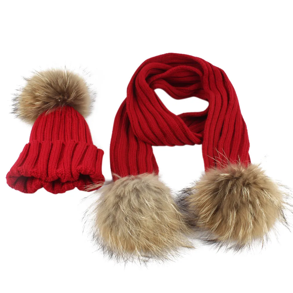 Red Hat Шапочка для новорожденного, для малыша, реквизит для фотосессии, зимняя теплая милая детская шапка, вязаная шапочка для девочек и мальчиков, шапка+ шарф, комплект czapki dla dzieci - Цвет: Red Hat