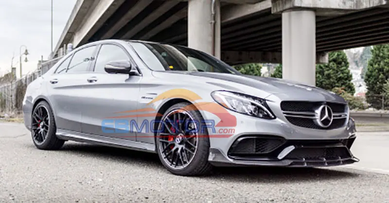 ebmotor-com B style Real Carbon Fiber Front Lip Spoiler For BENZ W205 C63 C63S AMG Sedan & Coupe 2015UP 8_2118