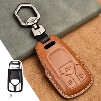 

1Pcs Genuine Leather Car Remote Key Cover Case for Audi A4 Allroad B9 Q5 Q7 TT TTS 4M 8S 2016 2017 2018