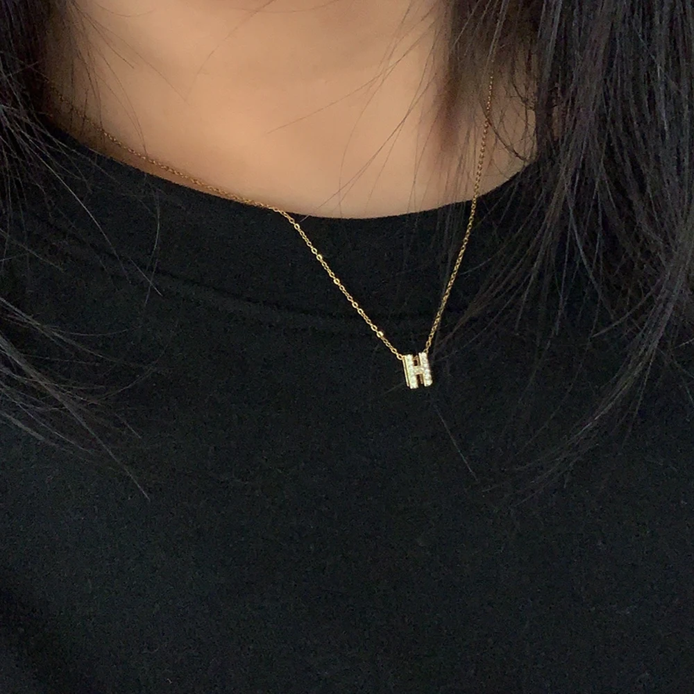Letter Pendant Charm Necklace Shinning 