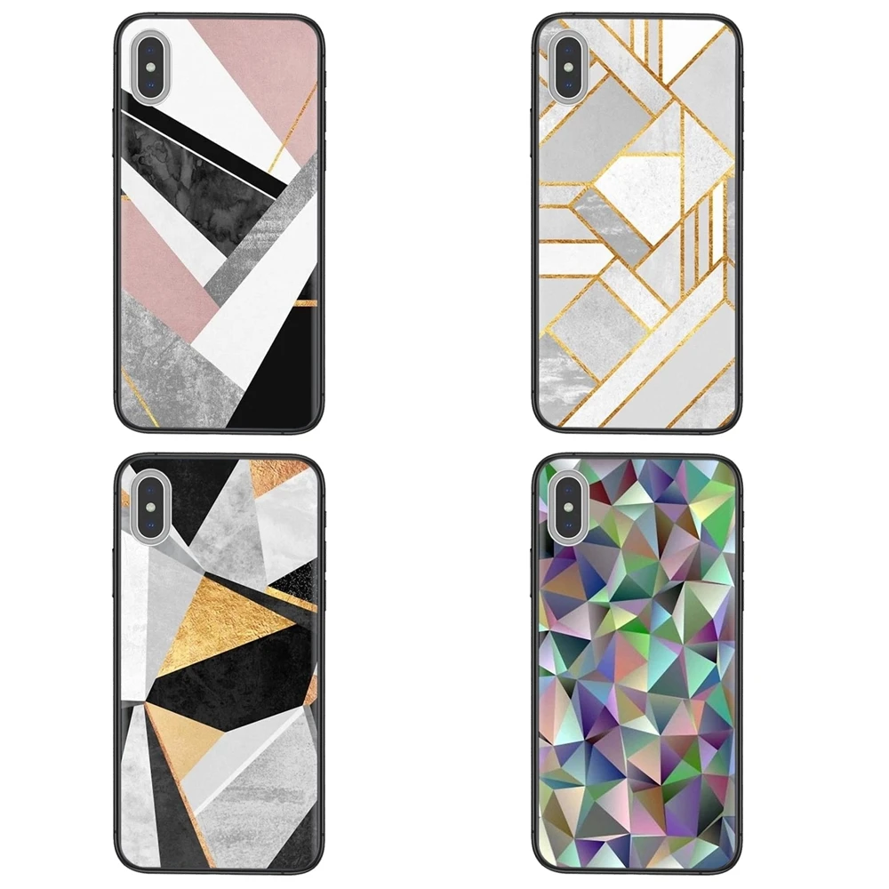 Charming Marble Line Geometric Graphic For iPhone 11 12 Pro Mini 5 5S SE 5C 6 6S 7 8 X 10 XR XS Plus Max Black Hoesjes Soft | Мобильные