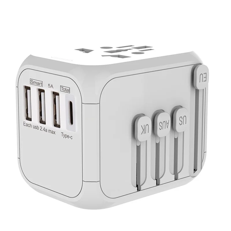 Feliztrip по всему миру Универсальный дорожный адаптер 4 USB порта с типом C Международный адаптер для настенной розетки для мобильных телефонов