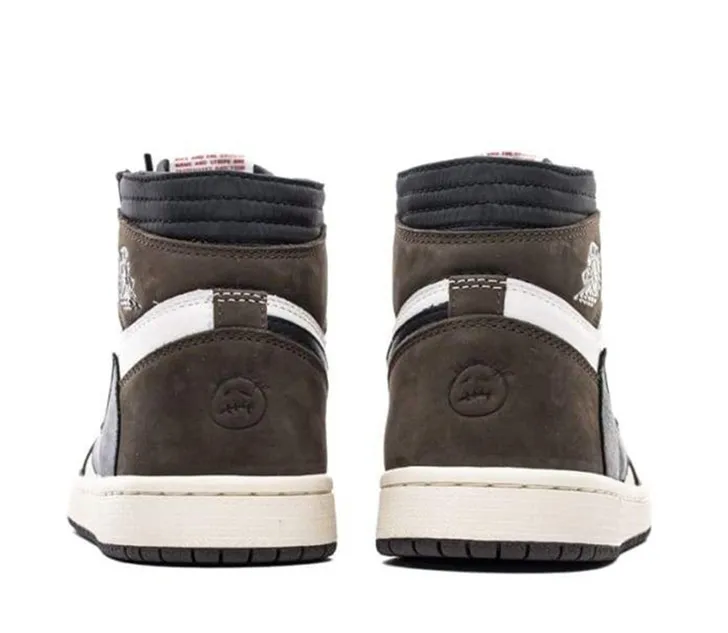 Оригинальные оригинальные мужские баскетбольные кроссовки Air Jordan 1 Mid AJ 1 Travis Scott x Jordan 1 в стиле ретро 35-45
