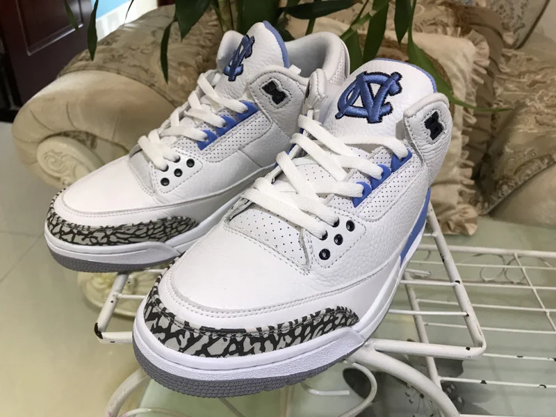 Новые оригинальные мужские кроссовки Jordan 3 в стиле ретро, UNC, баскетбольные кроссовки Aj3, белые, Северная Каролина, синие, Университет Каролины, белые, PE