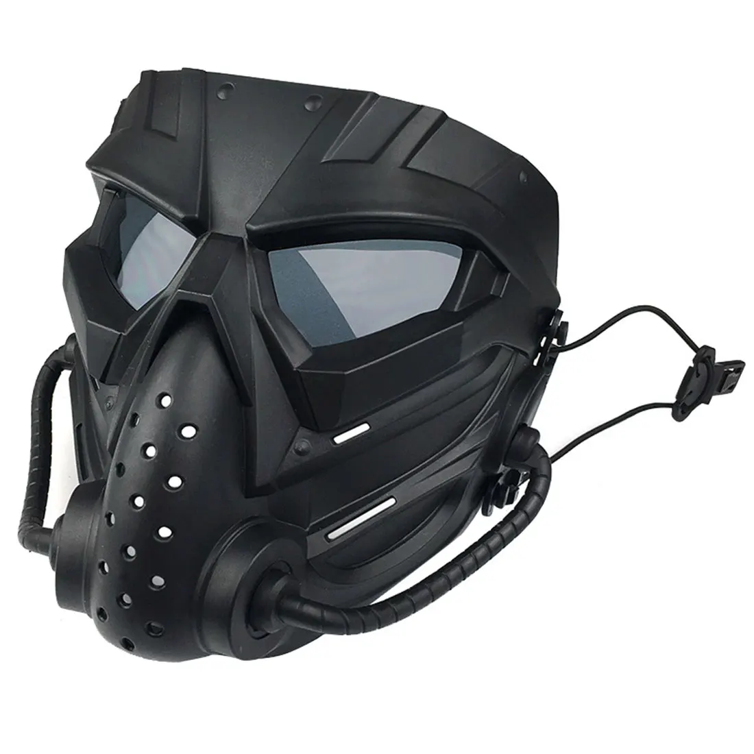

Outdoor CS Equipment Detachable Breathable Full Face Tactical Mask Riding Adjustable Mask - Tan (Grey Glasses, Not Anti-toxic)