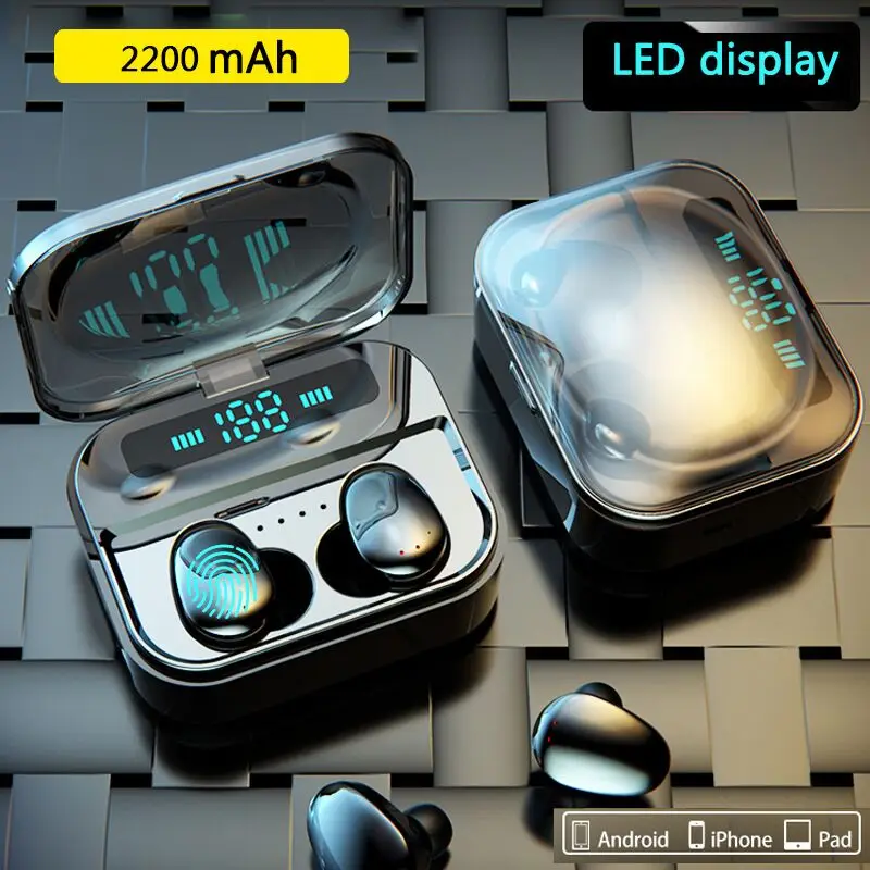 Offerte Touch TWS5.0 Auricolari Bluetooth Senza Fili Cuffia Display A LED IPX7 Impermeabile Auricolare 6D Stereo HiFi Auricolare con Accumulatori e caricabatterie di riserva
